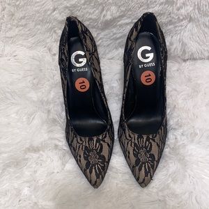 G by Guess lace tan and black pumps. Size 10